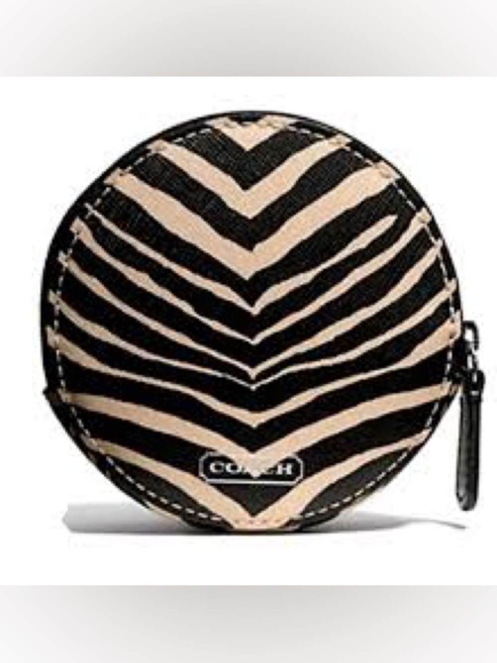 Coach Round Coin Case in Zebra Print NWOT